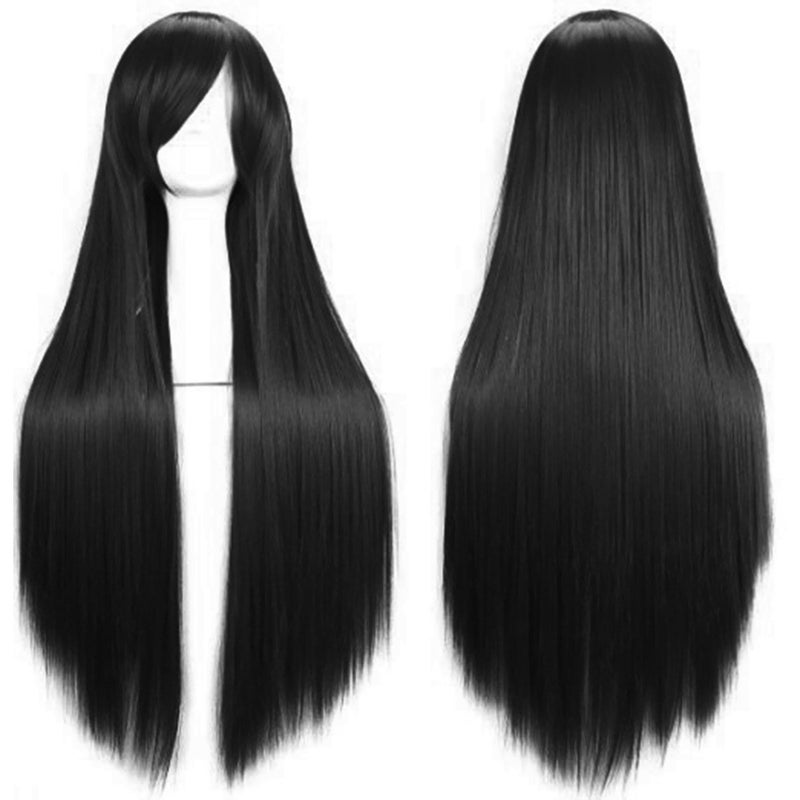 Akstore Wigs 32 inch Long Straight Anime Fashion Women's Cosplay Wig(Black) - Image 1